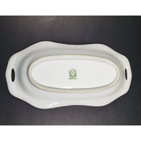 Noritake Celery Dish Hand Painted Gold Rimmed Handles Floral 7 3/4 in - Picture 6 of 8